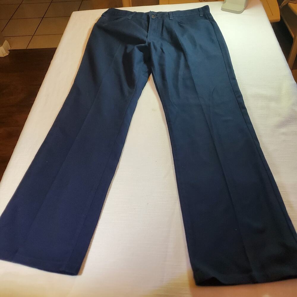 VTG Levis 566 Trousers Mens 36x32 Dark Blue Sta-Prest Pants 90s Made in Italy